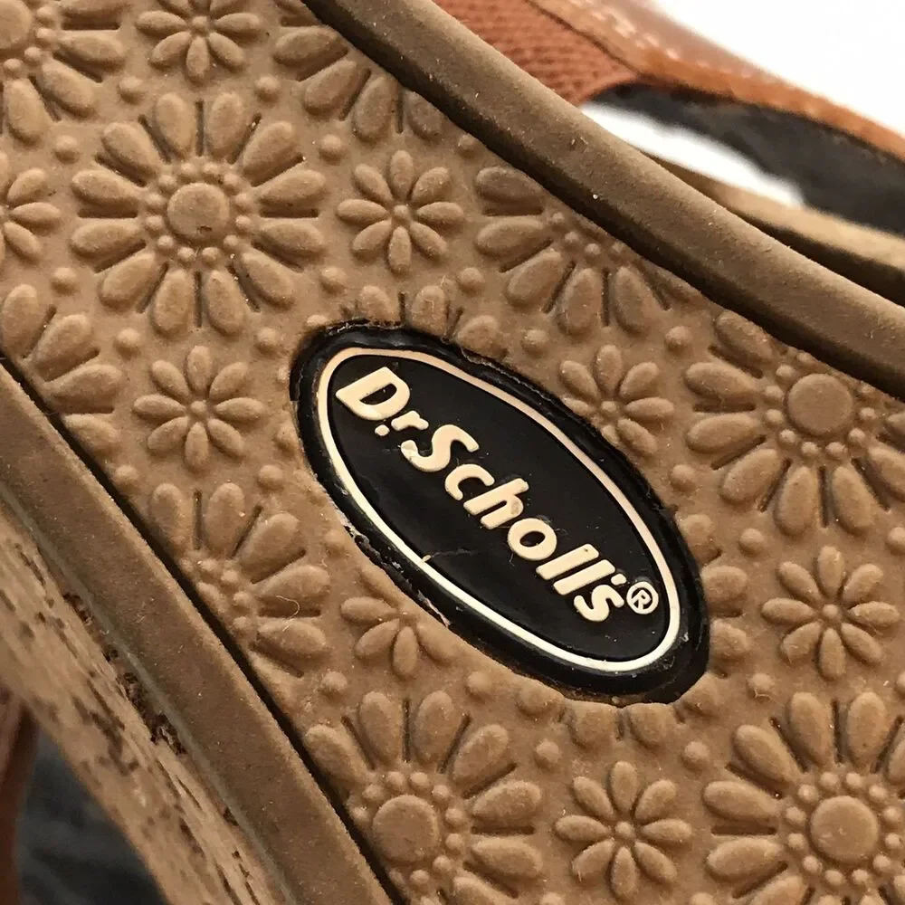 Dr. Scholl's Brenda Wedge Sandal Women's 9.5M Tan Leather & Cork Strappy Shoes